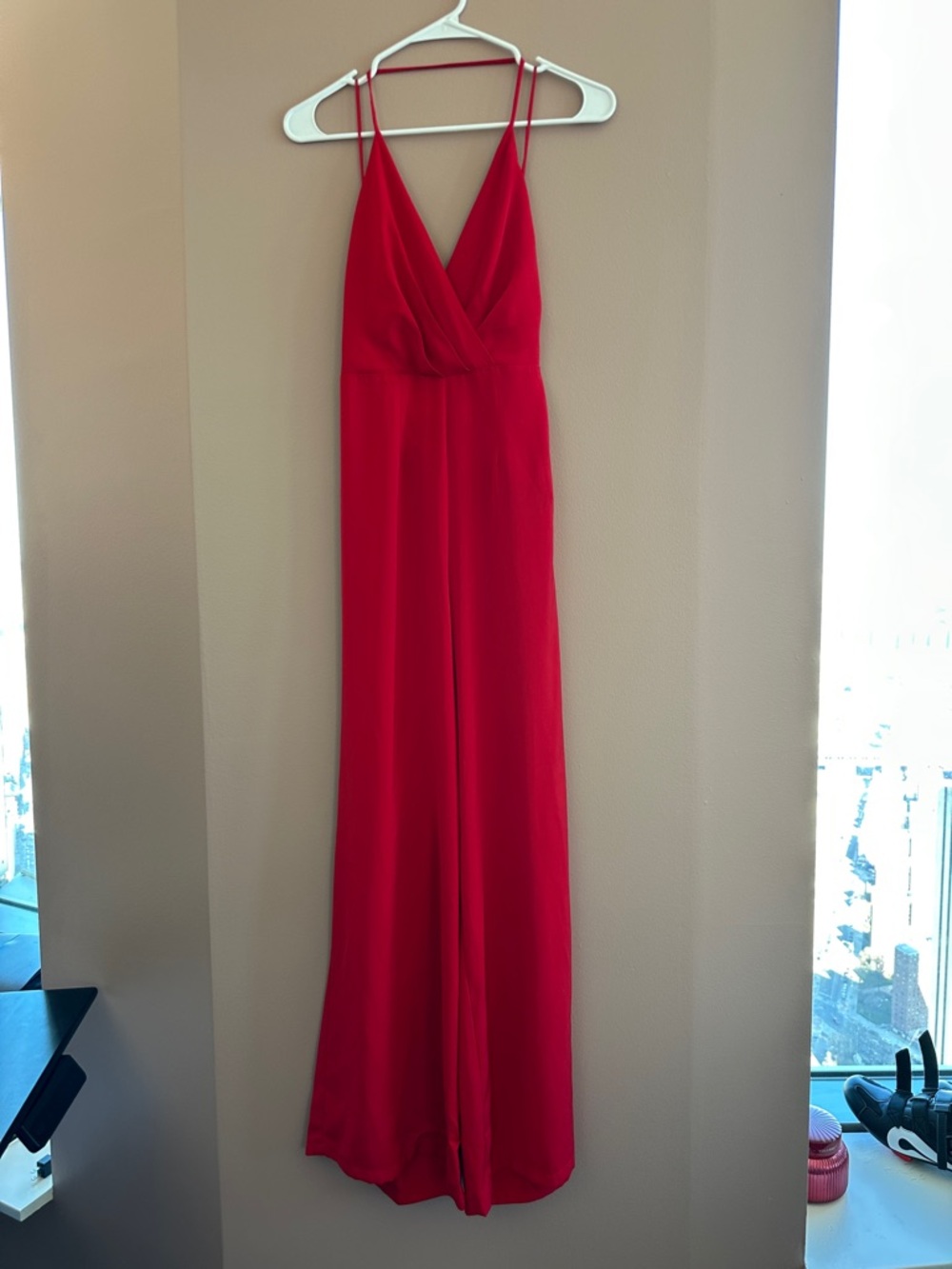 Urban Outfitters Red Spaghetti-Strap V-Neck Maxi Dress
